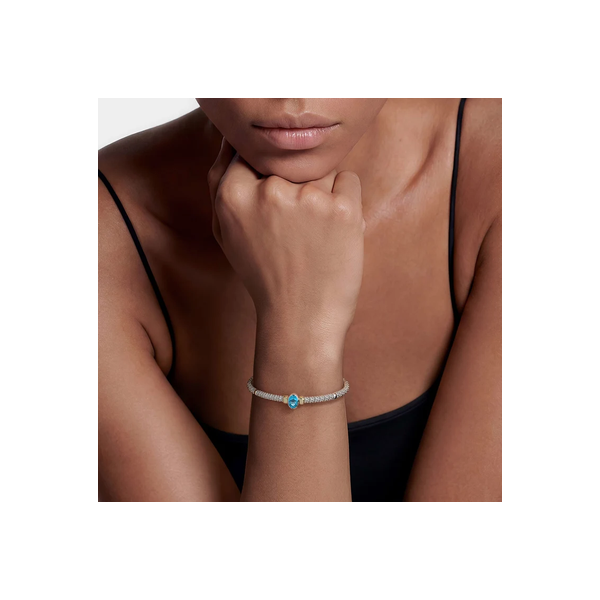 Two-Tone Swiss Blue Topaz Oval Mini Versa Torque Bracelet | 3mm Image 2 Baxter's Fine Jewelry Warwick, RI