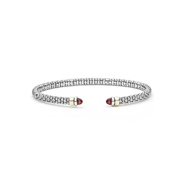 Two-Tone Garnet Mini Versa Torque Bracelet | 3mm Baxter's Fine Jewelry Warwick, RI