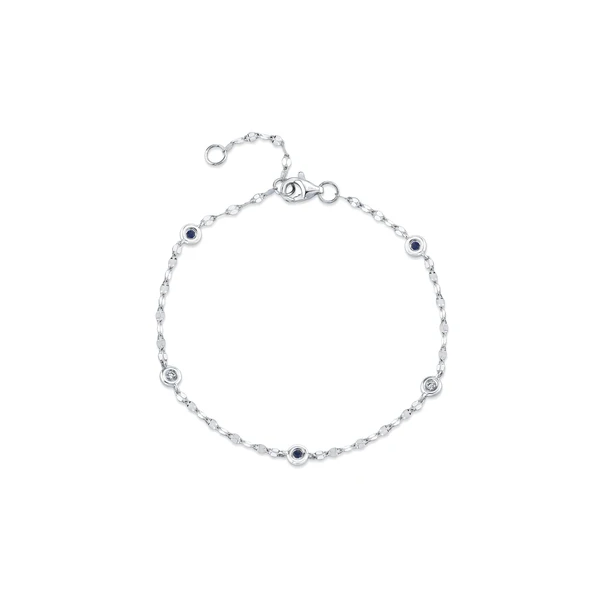 Blue Sapphire and Diamond Sparkle By The Yard Chain Bracelet Baxter's Fine Jewelry Warwick, RI