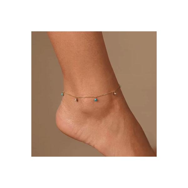 Diamond and Turquoise Anklet Image 2 Baxter's Fine Jewelry Warwick, RI