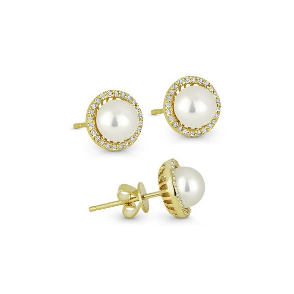 Yellow Gold Pearl Stud Earrings Baxter's Fine Jewelry Warwick, RI