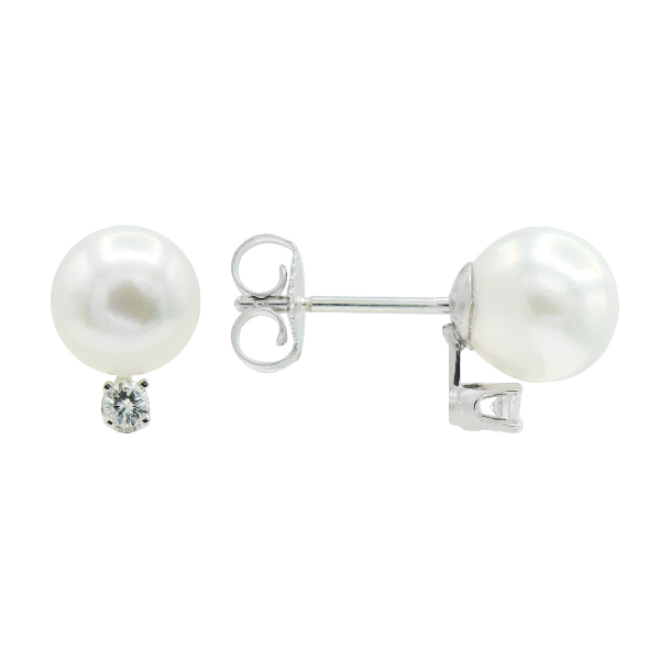 Diamond and Pearl Stud Earrings Baxter's Fine Jewelry Warwick, RI