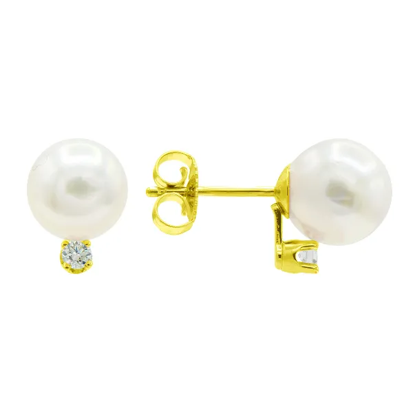 Diamond and Pearl Stud Earrings Baxter's Fine Jewelry Warwick, RI