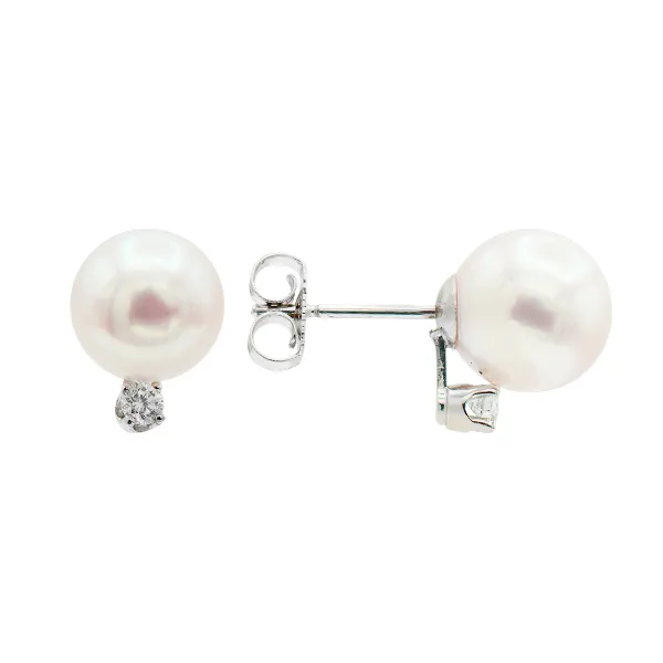 Diamond and Pearl Stud Earrings Baxter's Fine Jewelry Warwick, RI