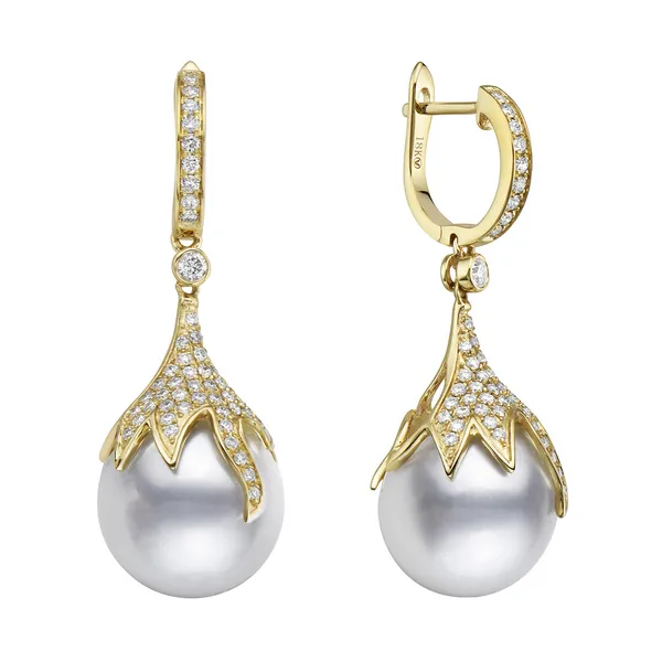 Diamond and Pearl Drop Earrings Baxter's Fine Jewelry Warwick, RI