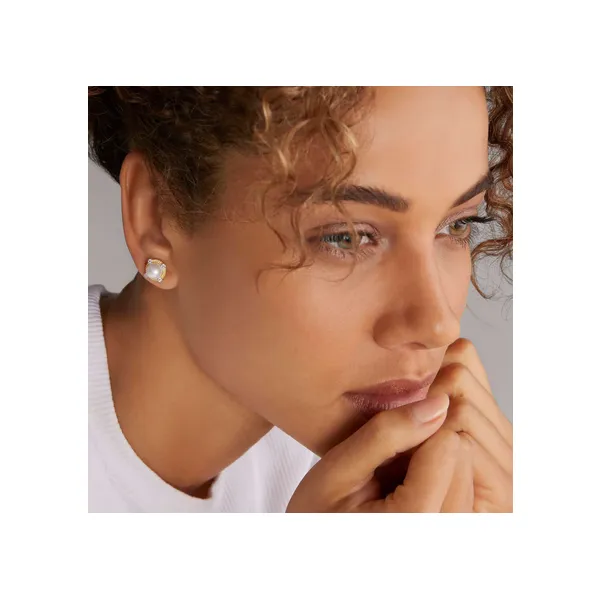 Pearl Diamond Stud Earrings thumb image 2