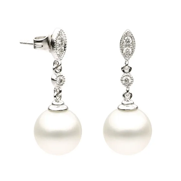 Diamond and Pearl Drop Earrings similar item image