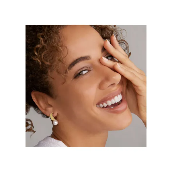 Two-Tone Pearl Hoop Earrings thumb image 2