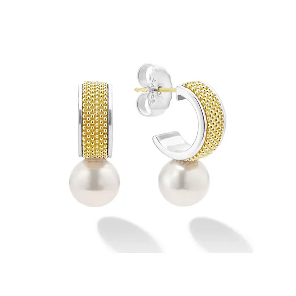 Two-Tone Pearl Hoop Earrings similar item image