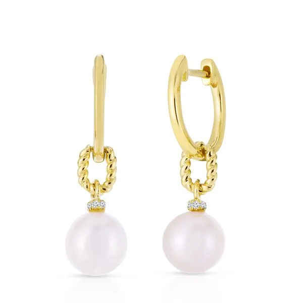 Diamond and Pearl Drop Earrings Baxter's Fine Jewelry Warwick, RI