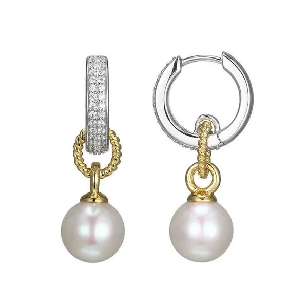 Pearl and CZ Drop Earrings