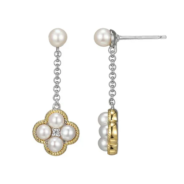Pearl and CZ Clover Drop Earrings Baxter's Fine Jewelry Warwick, RI