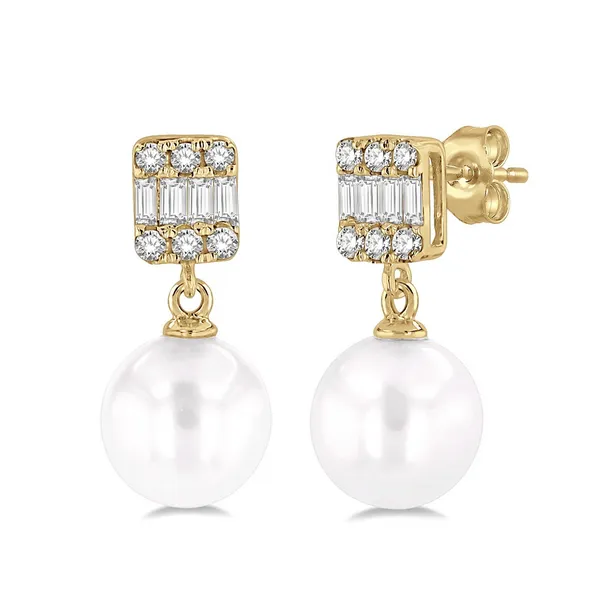 Diamond and Pearl Drop Earrings Baxter's Fine Jewelry Warwick, RI