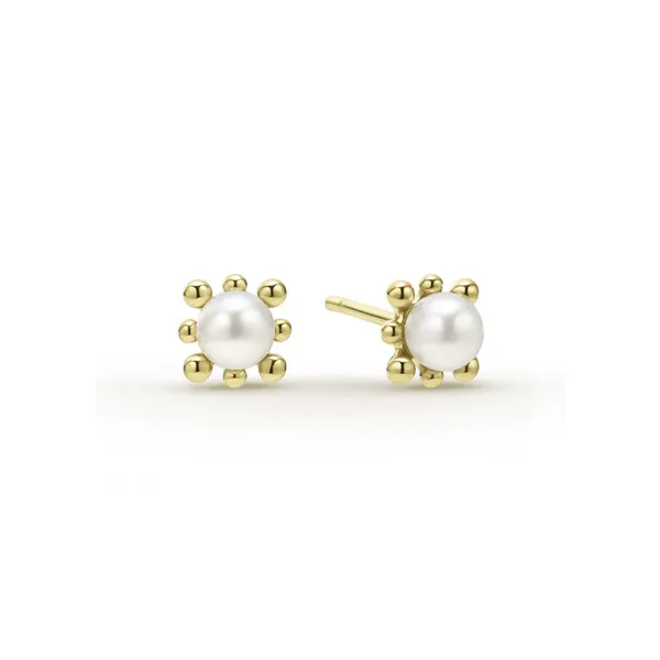 18K Gold Fleur Pearl Stud Earrings Baxter's Fine Jewelry Warwick, RI
