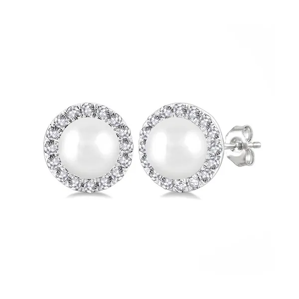 Pearl & Halo Diamond Earrings Baxter's Fine Jewelry Warwick, RI