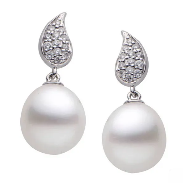 Diamond and South Sea Pearl Drop Earrings