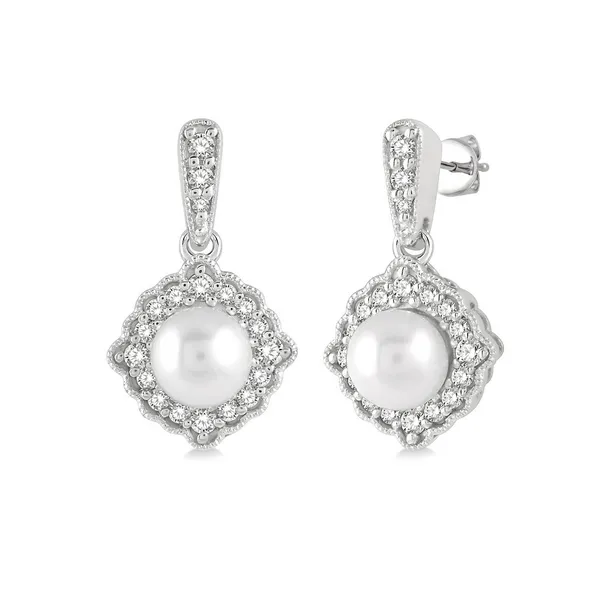 Pearl and Diamond Drop Earrings