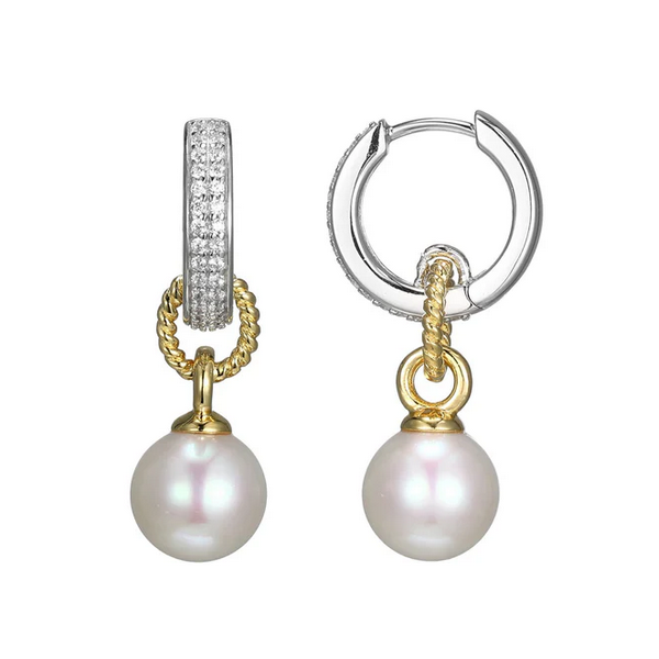 Pearl and CZ Drop Earrings Baxter's Fine Jewelry Warwick, RI