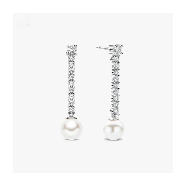 Drop Zirconia Pearl Earrings Baxter's Fine Jewelry Warwick, RI