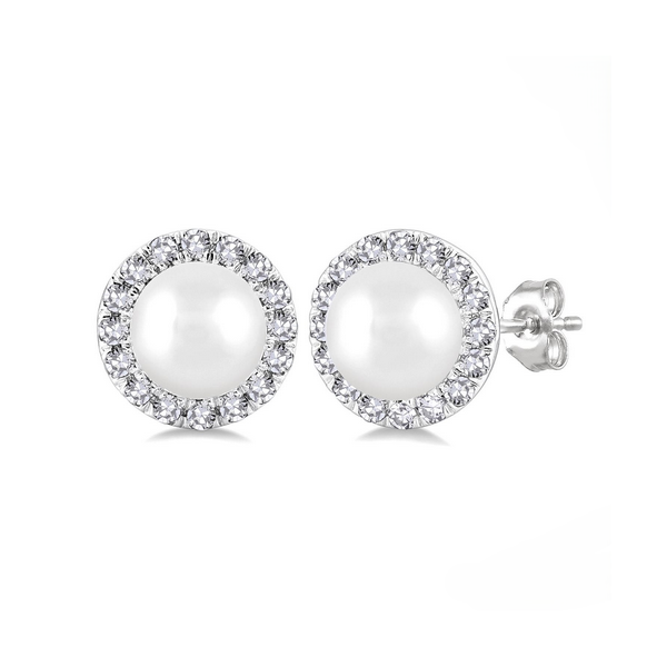 Pearl & Halo Diamond Earrings Baxter's Fine Jewelry Warwick, RI