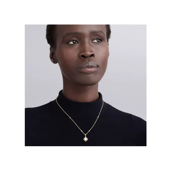 18K Gold Fleur Pearl Diamond Pendant Necklace Image 2 Baxter's Fine Jewelry Warwick, RI