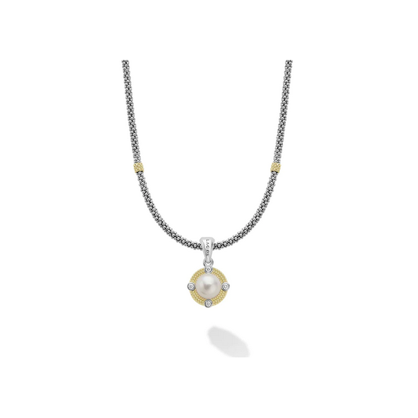 Lagos Pearl Diamond Caviar Necklace 001-320-00425 Warwick