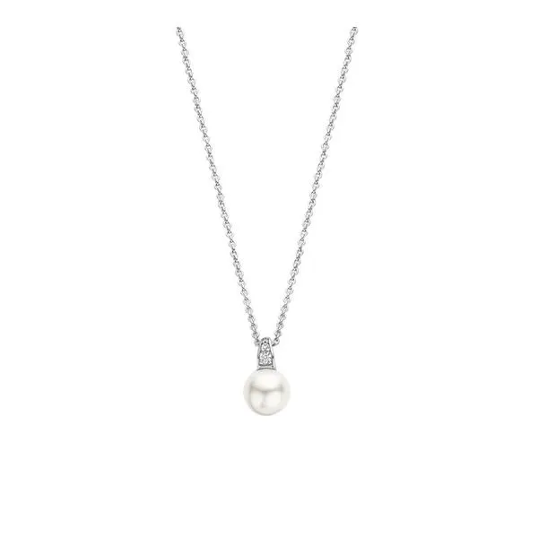 Silver CZ Pearl Drop Necklace