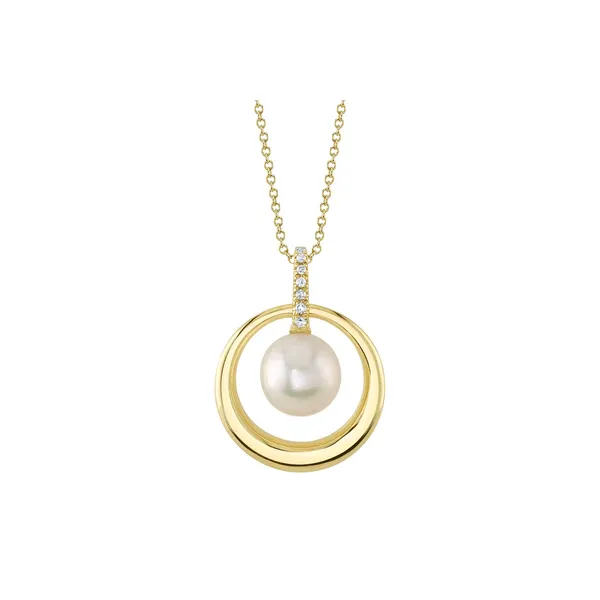 Diamond & Cultured Pearl Circle Necklace