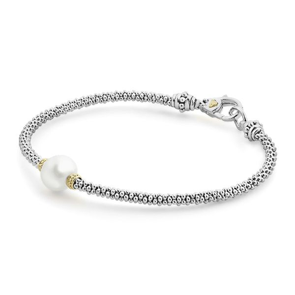 Two Tone Single Pearl Bracelet Image 2 Baxter's Fine Jewelry Warwick, RI