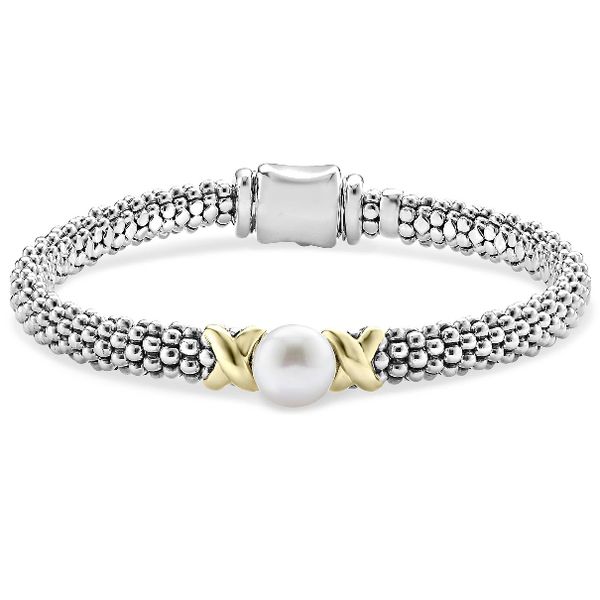 Two Tone Single Pearl Bracelet Baxter's Fine Jewelry Warwick, RI