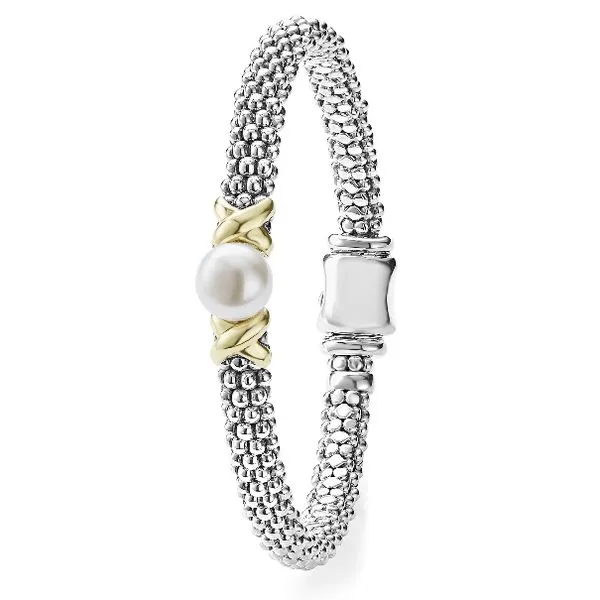 Two Tone Single Pearl Bracelet