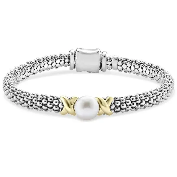 Two Tone Single Pearl Bracelet