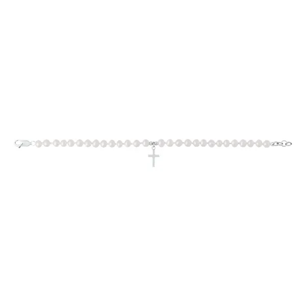 Sterling Silver Pearl Cross Bracelet