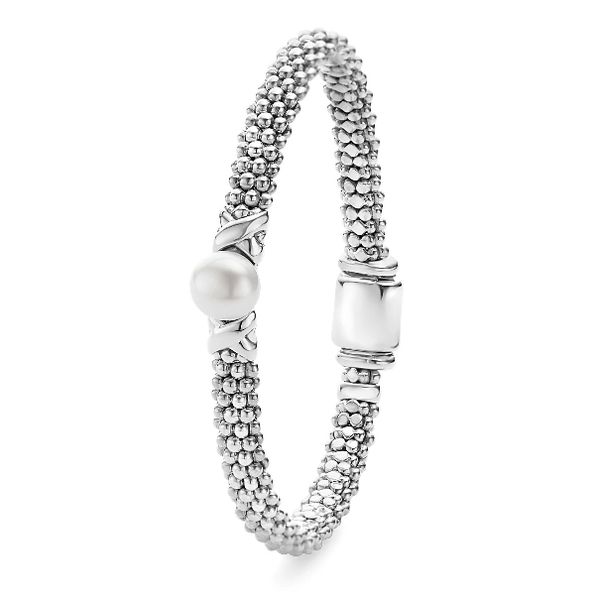 Silver X Pearl Caviar Bracelet | 6mm Image 2 Baxter's Fine Jewelry Warwick, RI