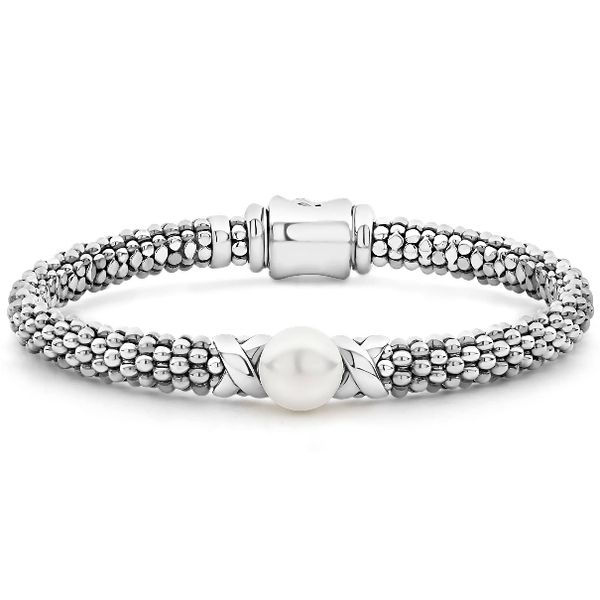 Silver X Pearl Caviar Bracelet | 6mm Baxter's Fine Jewelry Warwick, RI