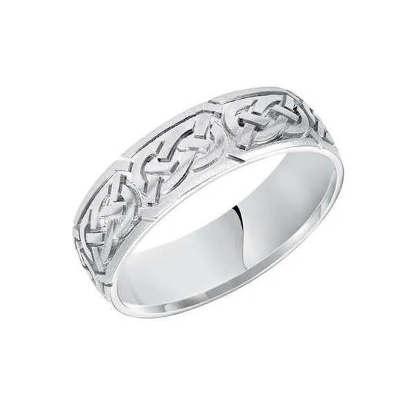 14K White Gold Celtic Wedding Band 001-405-03993 Baxter's Fine