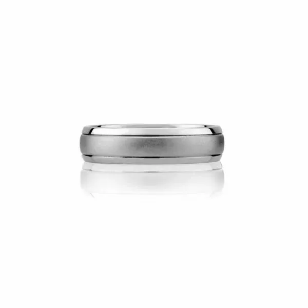 Classic Brushed and Bright Finish Combination Men's Ring Image 2 Baxter's Fine Jewelry Warwick, RI