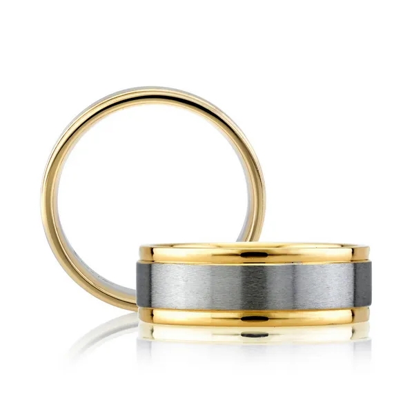 Two Tone Mens Wedding Band