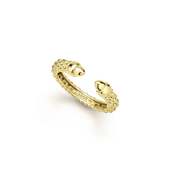 18K Gold Caviar Beaded Mini Versa Stacking Ring Baxter's Fine Jewelry Warwick, RI