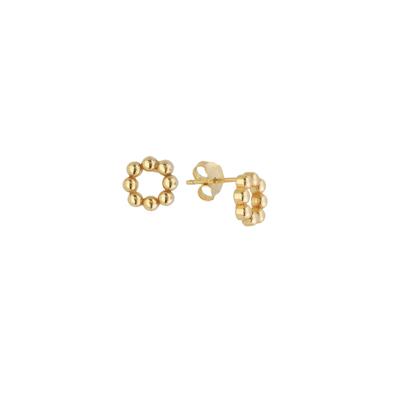 Yellow Gold Beaded Circle Stud Earrings Baxter's Fine Jewelry Warwick, RI