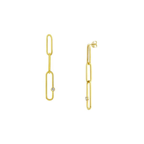 14k Yellow Gold Diamond Dangle Paperclip Earrings Baxter's Fine Jewelry Warwick, RI