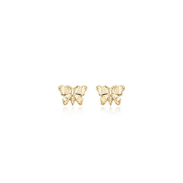 14K Yellow Gold Embossed Butterfly Stud Earrings Baxter's Fine Jewelry Warwick, RI