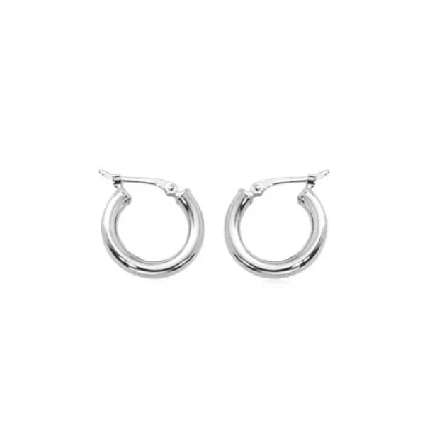 14K White Gold Huggie Hoop Earring Baxter's Fine Jewelry Warwick, RI