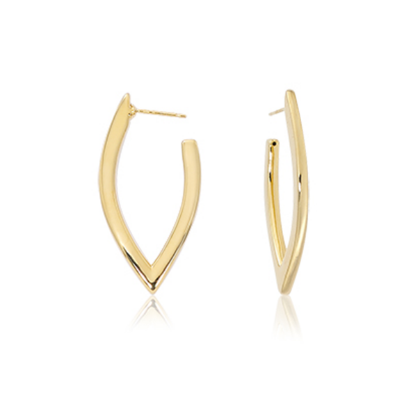 14k Yellow Gold V Shaped Hoop Earrings Baxter's Fine Jewelry Warwick, RI