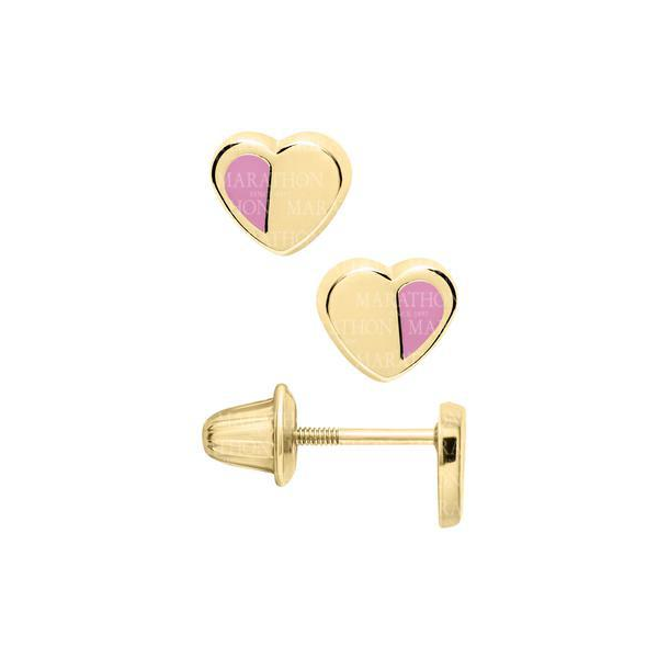 Half Pink Heart Earrings for Children Baxter's Fine Jewelry Warwick, RI