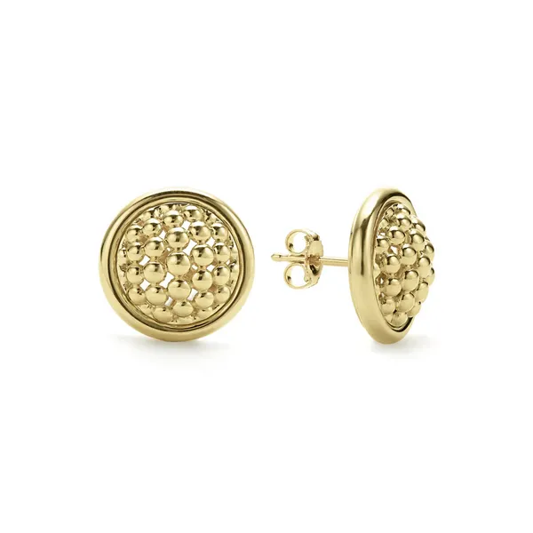 18K Gold Caviar Stud Earrings thumb image 1