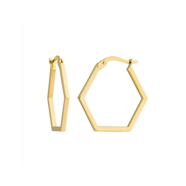 Gold Hexagon Hoops Baxter's Fine Jewelry Warwick, RI