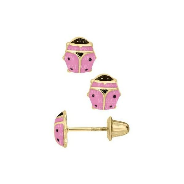 Children's Pink Ladybug Stud Earrings Baxter's Fine Jewelry Warwick, RI