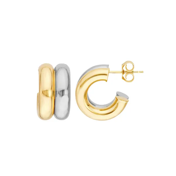 Two Tone Double Hoop Earrings similar item image