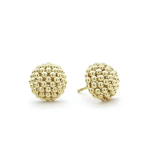 Large 18K Gold Beaded Stud Earrings Baxter's Fine Jewelry Warwick, RI
